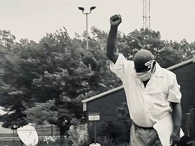 Ray Gray walks out of a state prison in Muskegon after 48 years behind bars, Tuesday, May 25, 2021.