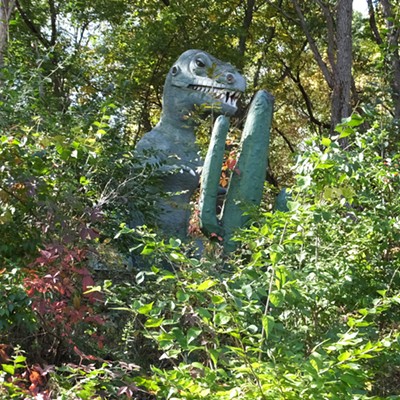 Prehistoric Forest Amusement Park, Onsted (1963-2002) Fiberglass dinosaurs were once king of this now-extinct Irish Hills tourist trap located along U.S. Route 12, which even featured a smoking volcano. It has since fallen into disrepair, with the dinos prey to vandalism.
