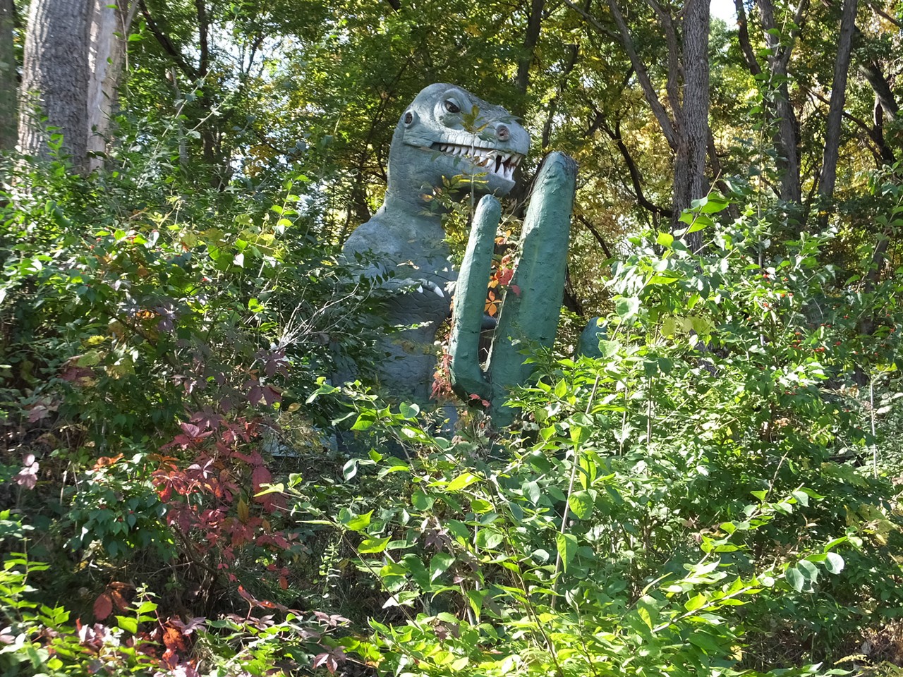 Prehistoric Forest Amusement Park, Onsted (1963-2002) 
Fiberglass dinosaurs were once king of this now-extinct Irish Hills tourist trap located along U.S. Route 12, which even featured a smoking volcano. It has since fallen into disrepair, with the dinos prey to vandalism.