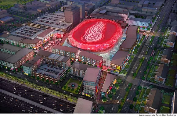 Rendering of new Detroit Red Wings arena - Courtesy of Olympia Development of Michigan