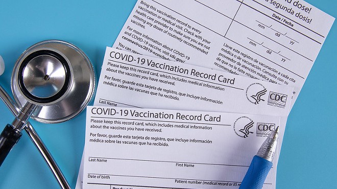 Blank COVID-19 vaccination cards.