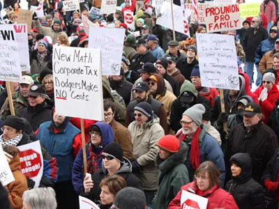 A solidarity rally in Lansing in February 2011.