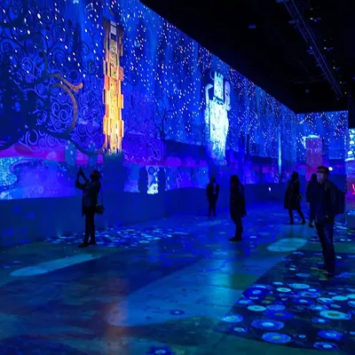 A scene from the Immersive Klimt exhibition at Detroit’s  former Ligthouse ArtSpace.