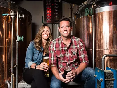 Drew Ciora, right, and wife Michelle, of Royal Oak Brewery.