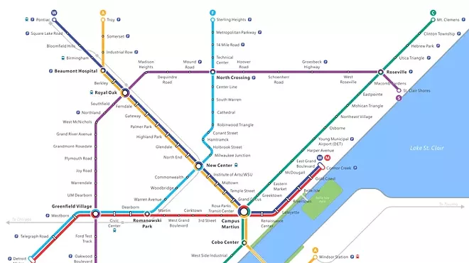 One of many fictional metro Detroit public transit maps that has generated interest over the years. (Source: Wikimedia Commons)