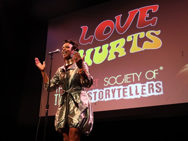 Satori Shakoor hosting the Secret Society of Twisted Storytellers.