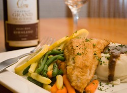 Sautéed walleye, green beans, mashed potatoes and gravy. - PHOTO OF LOON RIVER CAFÉ BY HASSAAN BEY