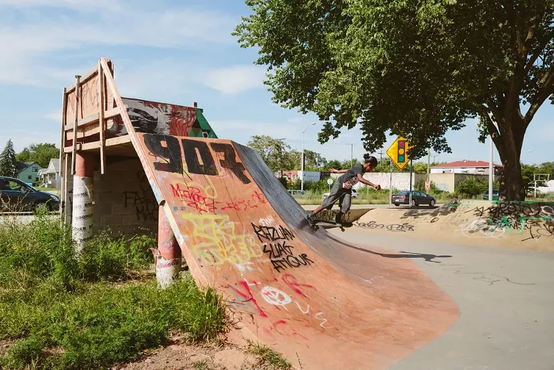 Image: Skateboarding at Ride it Sculpture Park in Detroit