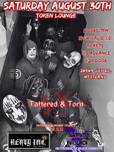 Image: Slipknot Tribute - Tattered & Torn, Black Sabbath Tribute -Nativity in Black , Heavy Inc