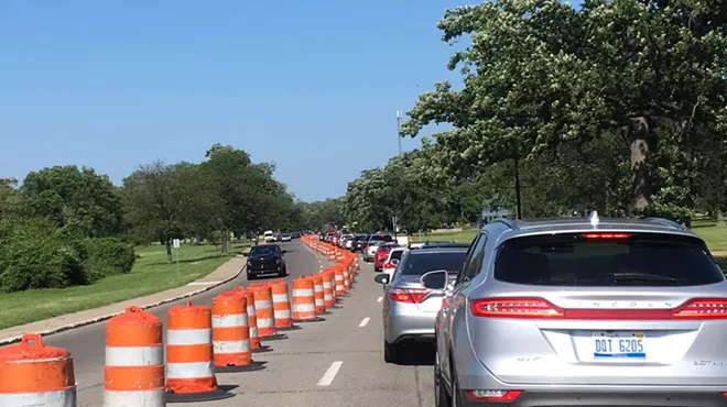 One of many 2017 traffic jams on Belle Isle that were caused b the Grand Prix.