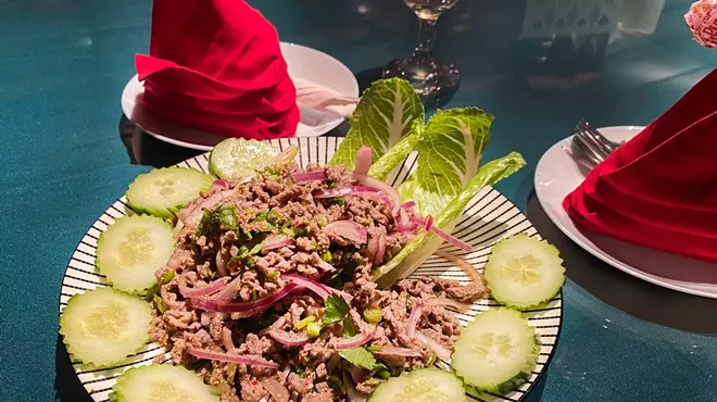 The larb at Hug Baan Thai is a flavorful “salad” of minced meat.