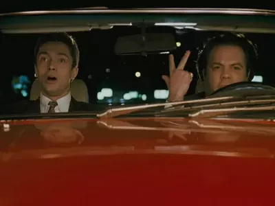 Topher Grace (left): 'Let's drive this thing straight off a cliff.'