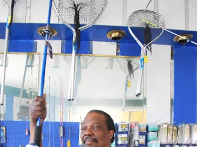 Michael Freeman inside his bait shop.