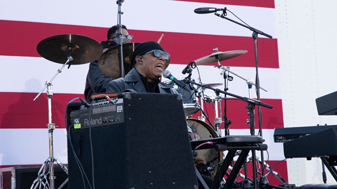 Stevie Wonder performed during a rally for Joe Biden on Detroit's Belle Isle.