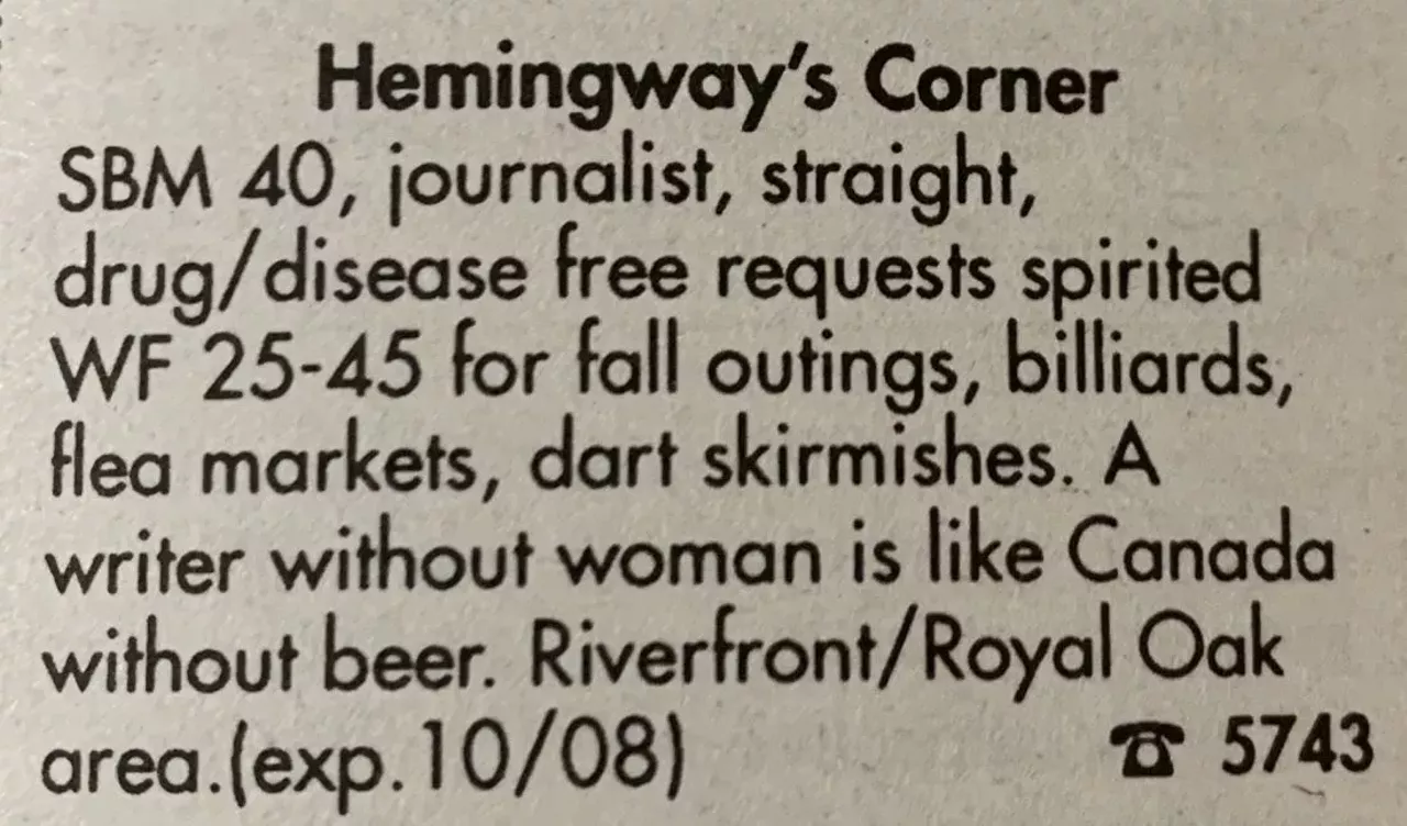 The 20 best personal ads from Metro Times' classifieds in the '90s