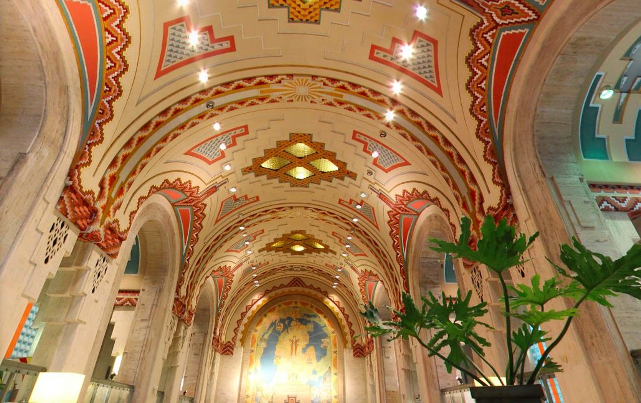 Guardian Building
500 Griswold St.; guardianbuilding.com
This brilliant art deco building features mosaics, murals, and lots and lots of marble. With bright colors, innovative materials, and Aztec influences, the Guardian Building is a bold collaboration of design and technology. 
Photo via GoogleMaps