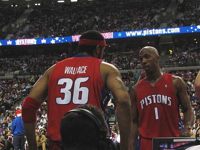 The Detroit Pistons: Richard Hamilton, Ben Wallace, Rasheed Wallace, Chauncey Billups, and Tayshaun Prince