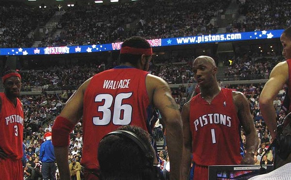 The Detroit Pistons: Richard Hamilton, Ben Wallace, Rasheed Wallace, Chauncey Billups, and Tayshaun Prince
