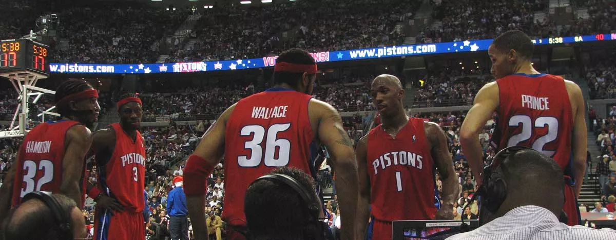 Image: The Detroit Pistons: Richard Hamilton, Ben Wallace, Rasheed Wallace, Chauncey Billups, and Tayshaun Prince