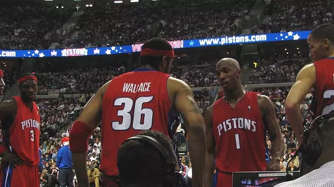 The Detroit Pistons: Richard Hamilton, Ben Wallace, Rasheed Wallace, Chauncey Billups, and Tayshaun Prince