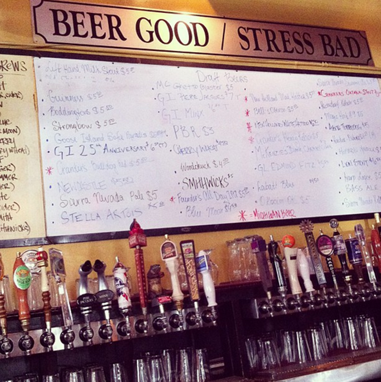 The Berkley Front
3987 12 Mile Rd., Berkley; 248-547-3331
An exceptional selection of beers and a solid menu, the Berkley Front is an alt-alternative to the very suburban sports bar next door. There are bands upstairs during the weekends — you will not have heard of them but they’re usually worth a listen. Image courtesy of Instagram user @todd_abrams.