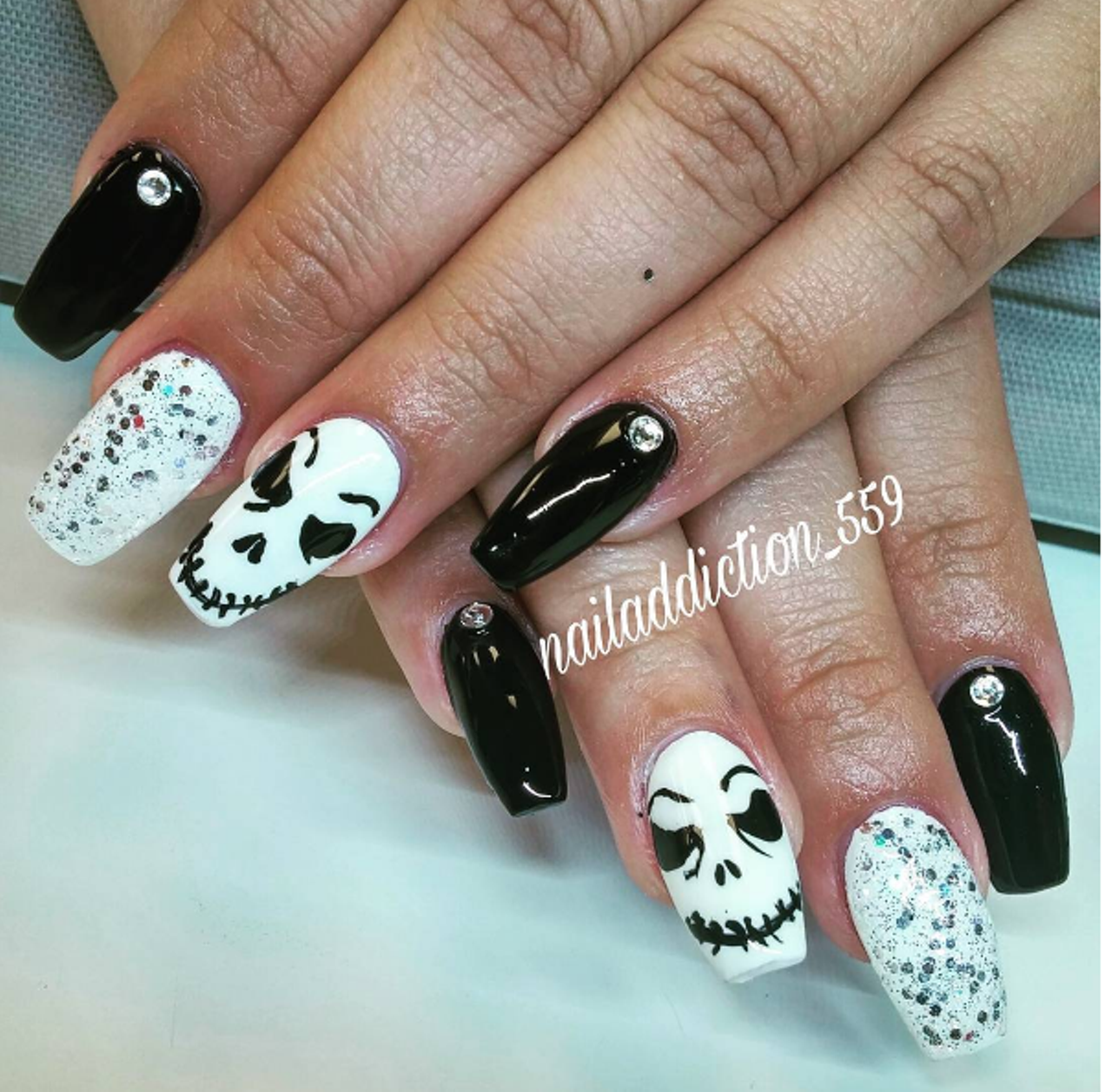 Ghoulish nails by @nailaddiction_559