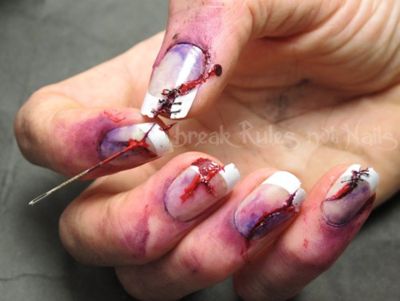 Zombie nails by @breakrulesnotnails