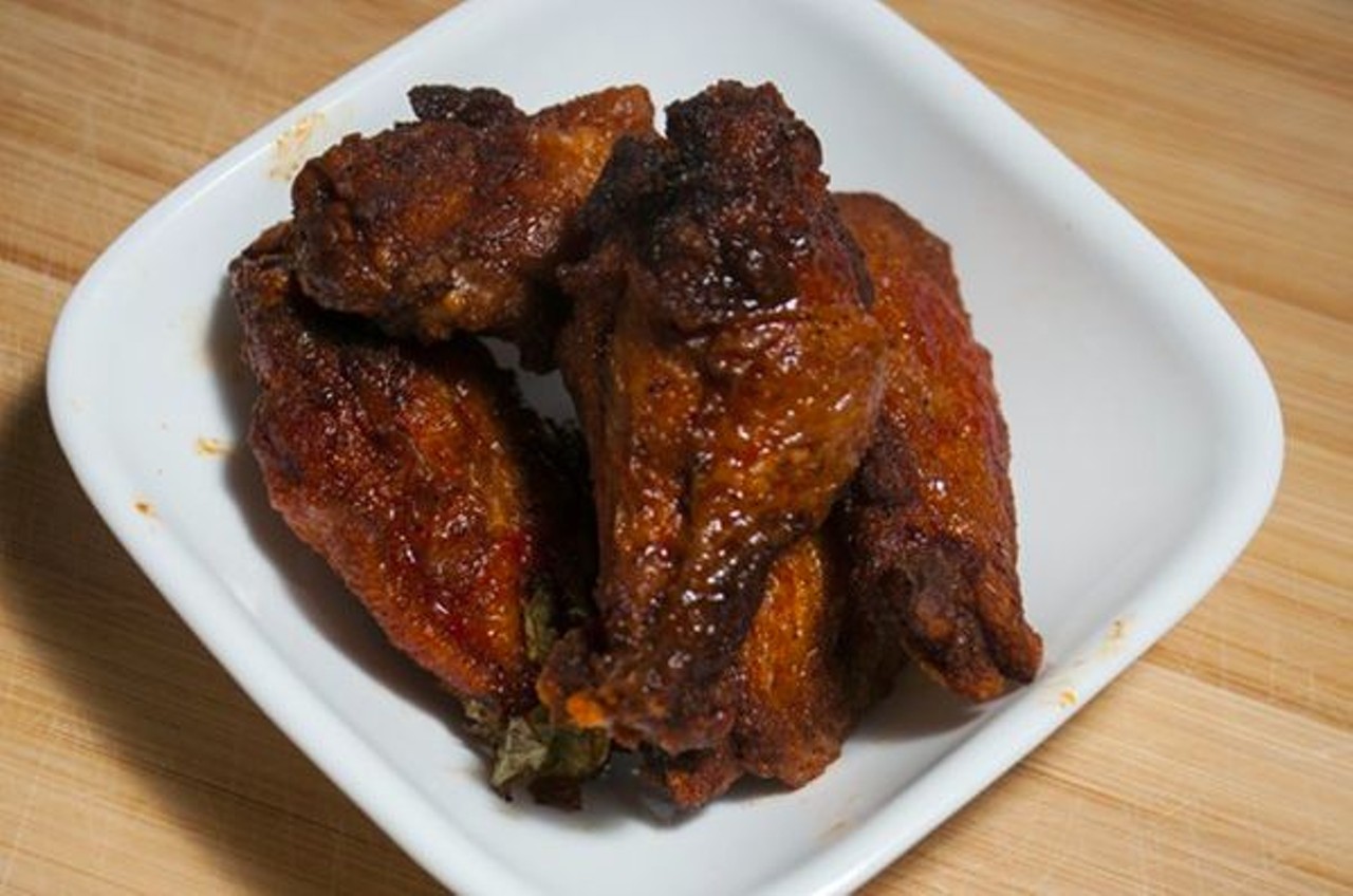 Kuzzo's wings radiate heat but not to an unbearable level and they are balanced by some unusual sweet notes. Its approach makes sense that you consider when they're typically served next to waffles, and there's lots of good flavor interplay to enjoy. These are top five wings made by pros.
Photo by Tom Perkins