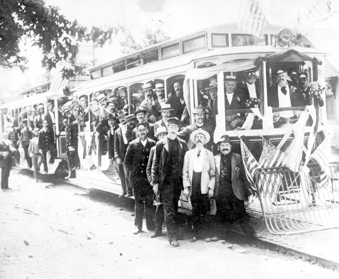 The electrified streetcar was already a feature of Detroit life in the late 19th century, as this publicity photo illustrates. - Courtesy photo.