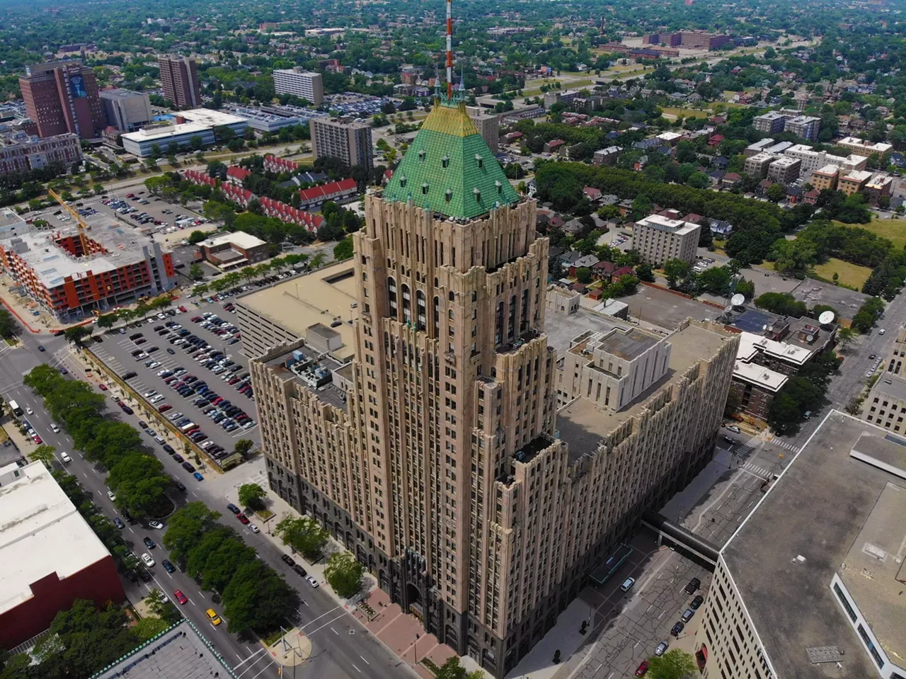 Fisher Building 3011 W. Grand Blvd., Detroit; fisherbuilding.city Designed by Albert Kahn in the late 1920s, the Fisher Building stands tall in Detroit's skyline, boasting unique Art Deco intricacies inside and out. The building was originally supposed to include three skyscrapers, but the Great Depression limited the project to one. Its website calls it “a beacon for Detroit,” and “a symbol of a proud past and promising future,” for the city. The building’s interior features the iconic Fisher Theatre, an arcade, a coffee shop, a full-service salon, clothing boutiques, office space, and more. 