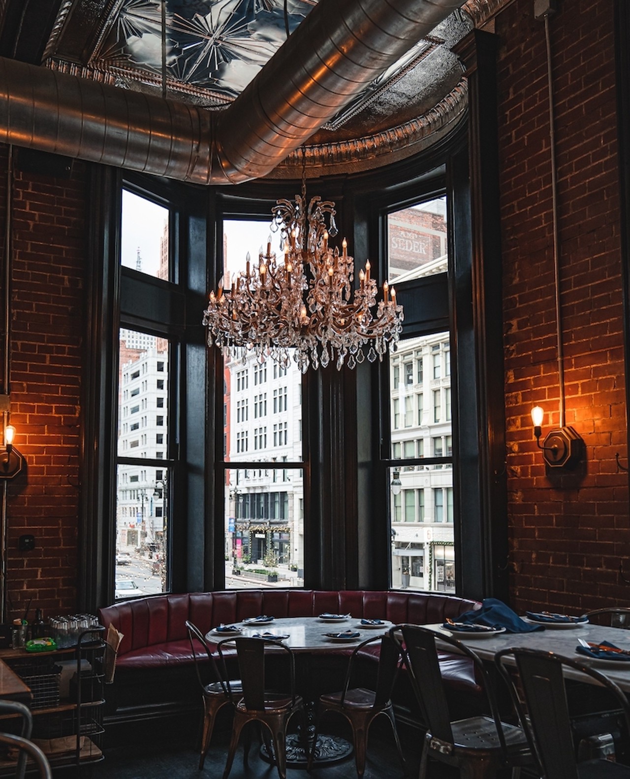 Wright & Co.
1500 Woodward Ave., Floor 2, Detroit; 313-962-7711; wrightdetroit.com
While you’re enjoying Wright & Co.’s bustling city views of Woodward Avenue, you can also enjoy a delicious meal from a menu curated by James Beard-nominated chef Marc Djozlija.