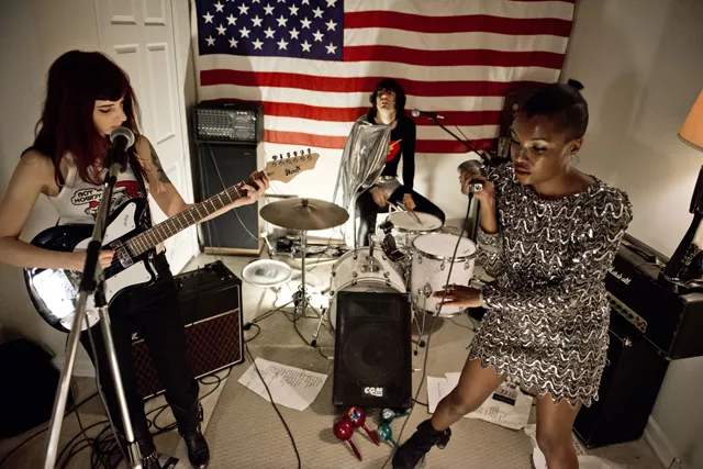 The Pretty Ghouls: Stawski on guitar, drummer Grech and singer Mock. Whatever you do, do not request "The Sweetest Taboo."