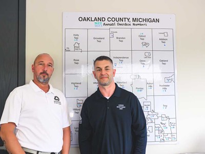 The road to recovery: Steve Norris and Paul Shankin of the Alliance of Coalitions for Healthy Communities, a harm reduction support network in Oakland County.