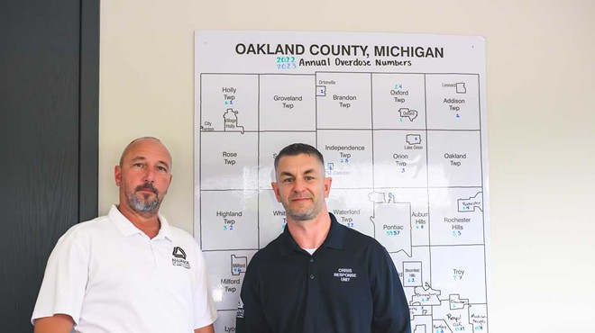 The road to recovery: Steve Norris and Paul Shankin of the Alliance of Coalitions for Healthy Communities, a harm reduction support network in Oakland County.