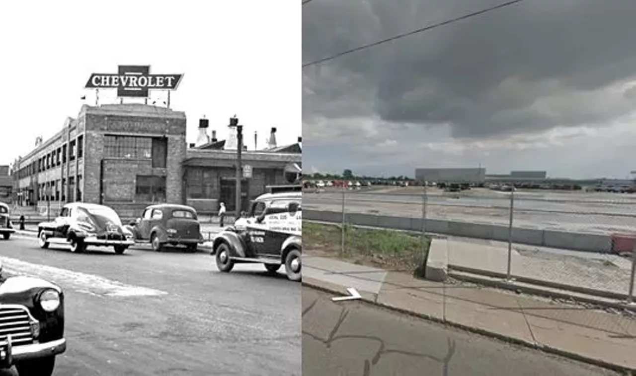 Chevrolet Gear and Axle Plant 1945 and 2018 The automotive industry brought a surplus of people and jobs into Detroit. Some may say too many, which resulted in the inability to maintain the industry. During the Chevrolet Gear strike of 1945 workers demanded a pay increase to maintain the cost of living. General Motors refused and the strike lasted 113 days. This plant was sold and renamed Detroit Gear & Axle Plant. It closed in 2012. Photo via Google Maps 