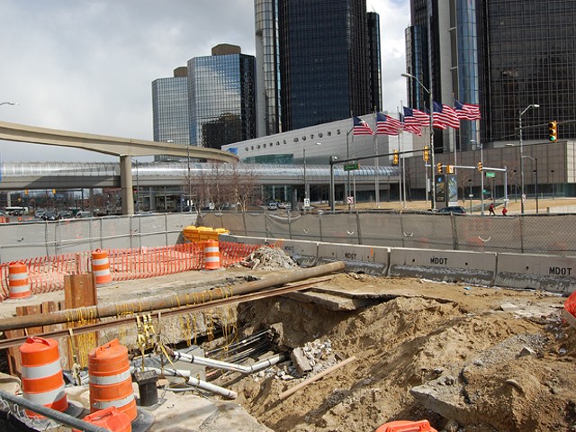 There's still a giant sinkhole in downtown Detroit