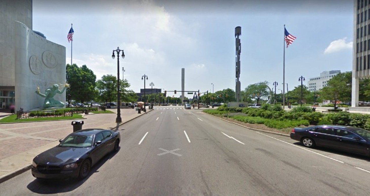 Then &#150; June 2009
Intersection at Jefferson Ave. and Woodward
&copy;2018 Google