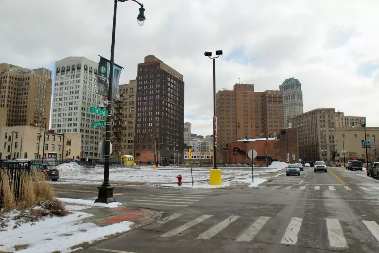 Now &#150; 2019 2100 Clifford St.; Detroit The Ilitch-owned Olympia Development LLC demolished the dilapidated building in 2008 with taxpayer money through a Downtown Development Authority grant. Photo by Will Feuer