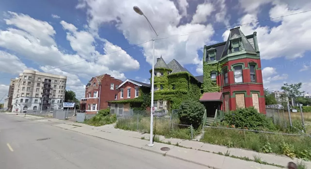 Then &#150; 2009 72 Temple St.; Detroit The storied Temple hotel, which earned a reputation as a hub for drugs and prostitution in a seedy corner of Cass Corridor, was demolished in 2014. Next to the hotel are three houses that sprung up around the middle building, which was constructed in 1890. Eventually, the properties were split into apartments and then abandoned. Photo &copy;Google 2019