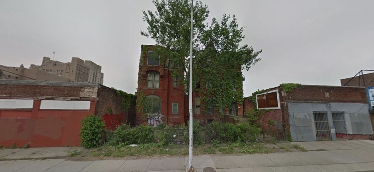 Then &#150; 2011
3141 Cass Ave.; Detroit
Two beautiful, long-abandoned houses used to exist adjacent to the Gold Dollar, a legendary rock venue that once hosted early gigs by bands like the White Stripes during Detroit's garage rock boom.
Photo &copy;Google 2019