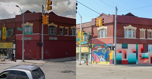 These before and after photos show how murals have changed Detroit for the better
