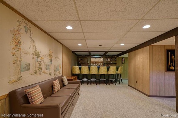 This tiny time capsule house in metro Detroit has a mid-century basement bar