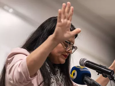 U.S. Rep. Rashida Tlaib speaking in Dearborn in February.