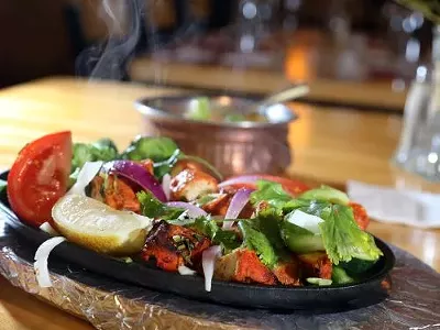 Chicken Tikka, front, and Mutter Paneer, back, from Touch of India in Birmingham.