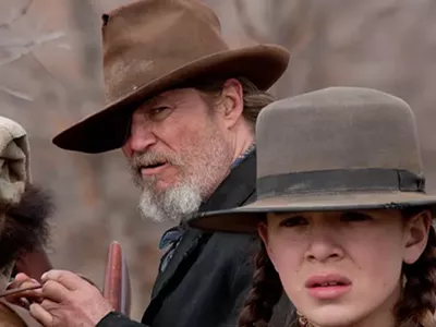 Jeff Bridges with Hailee Steinfeld: He ain't your father's Rooster Cogburn.