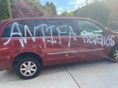 Graffiti allegedly created by "Antifa" in Lansing.