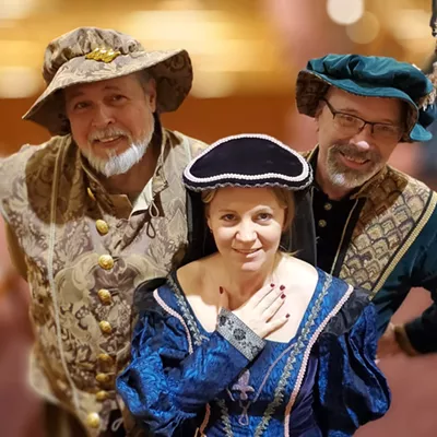 Image: New Twelfth Night Singers this year are, from left, Mark Hammel of Lathrup Village, and Amy Lauter of Farmington Hills and John Paul, also of Farmington Hills.