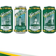 Vernors showcasing Michigan lighthouses on limited edition cans