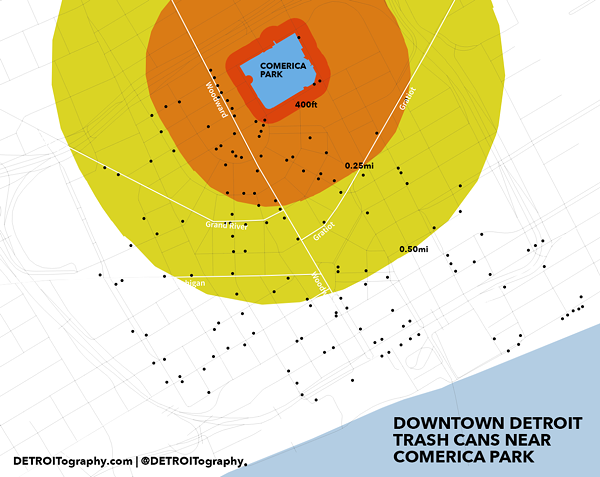 Don't be a litter bug: Here's a map of all the trash receptacles downtown for Opening Day