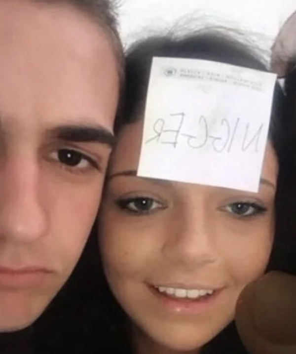 Jillian Kirk takes a photo with the N-word written across her forehead. - Facebook